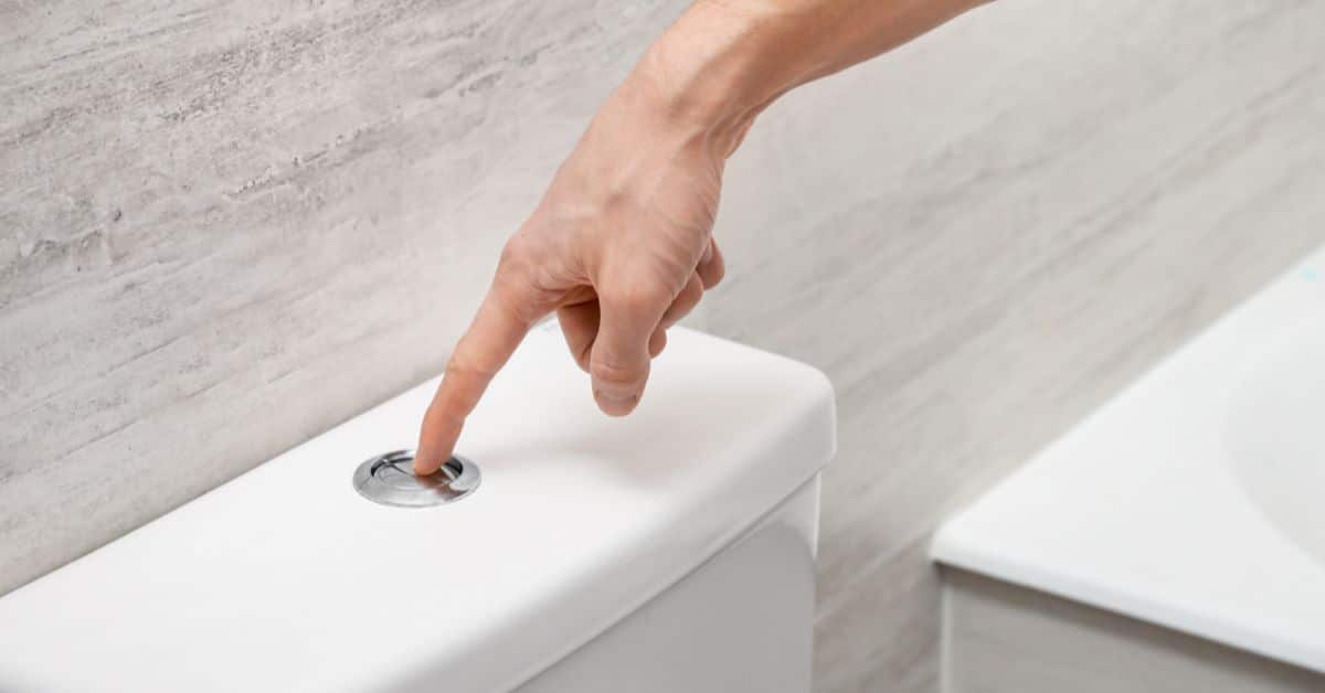 toilet repair - man with his finger on the flusher