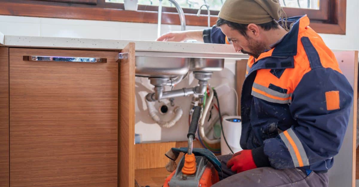 plumber near me - plumber fixing kitchen sink