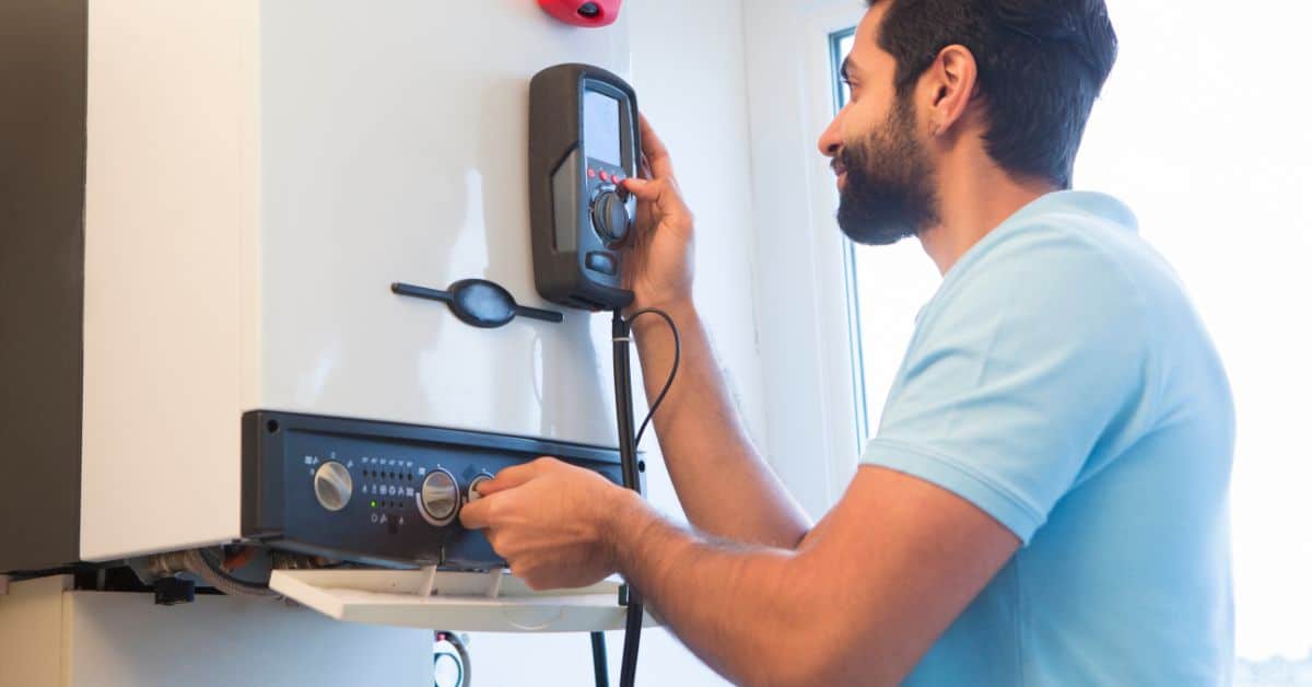 Man Servicing a boiler
