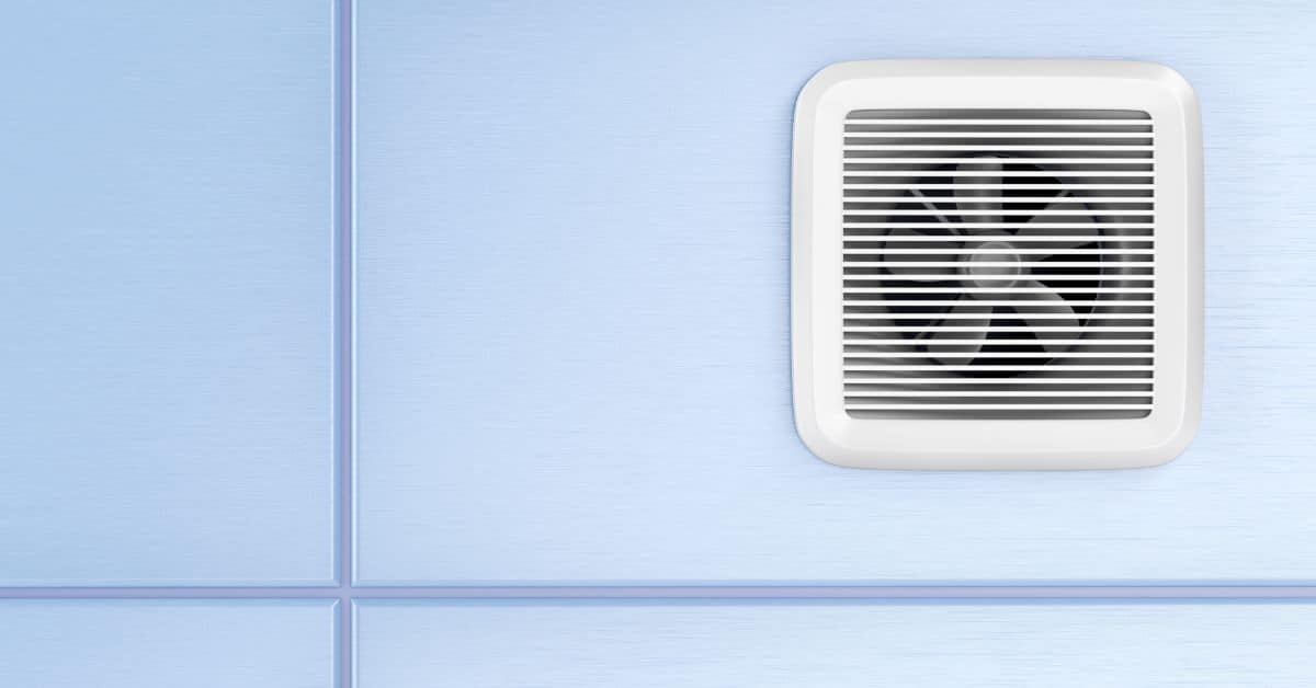 hot water problem in shower - White Bathroom Extractor Fan on blue tiles