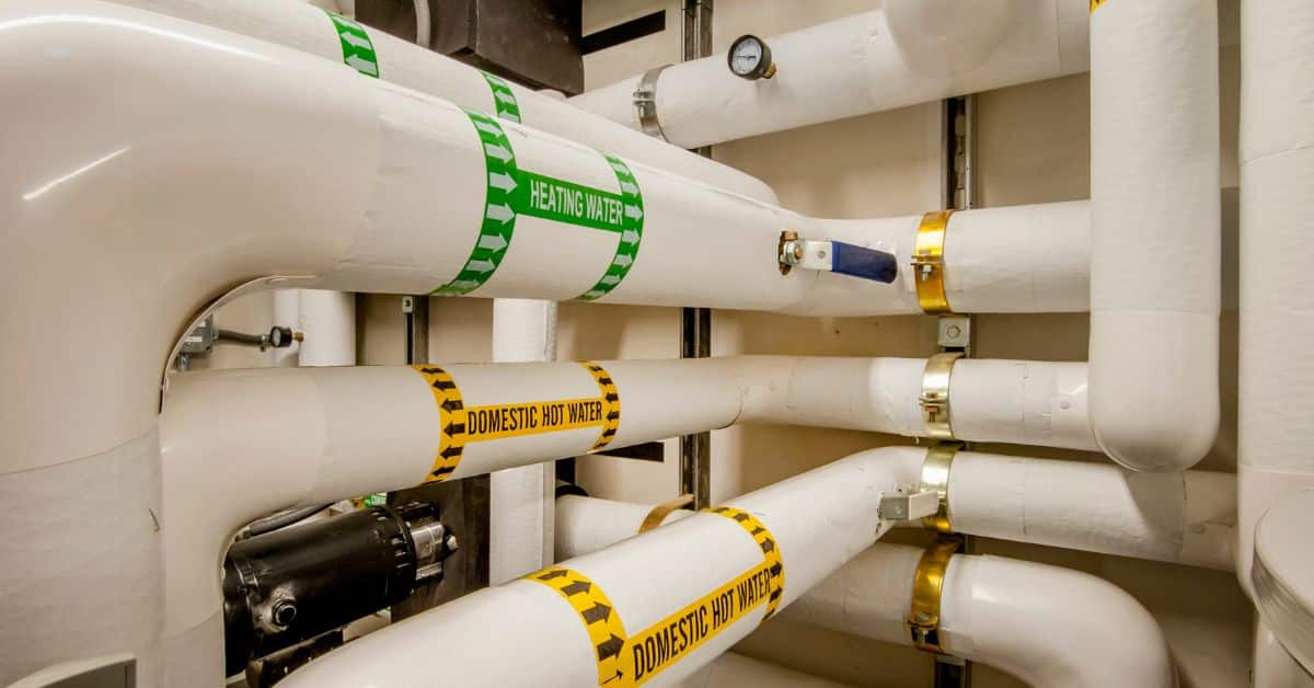 commercial plumbing - Domestic hot water and heating water pipes