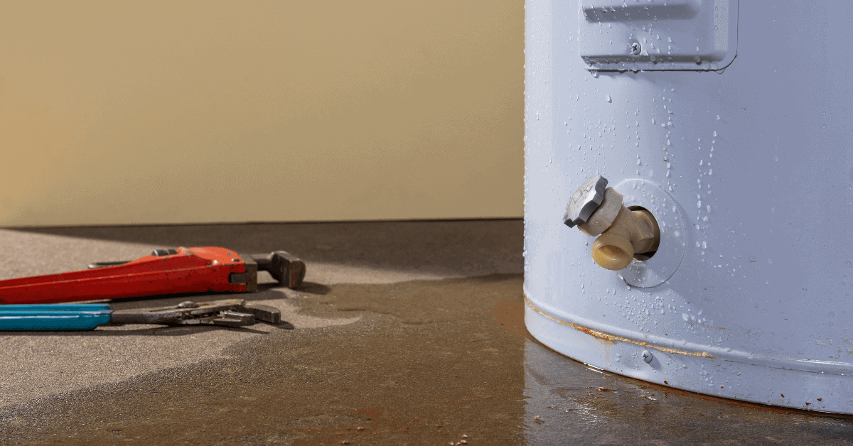 Close up of a leaking water cylinder