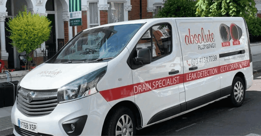 Absolute Plumbing Limited van on the streets of South West London