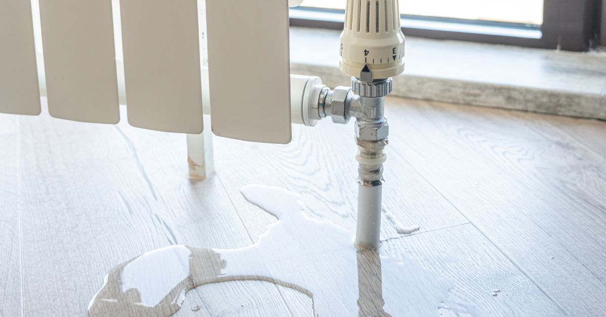 water on the floor from the radiator